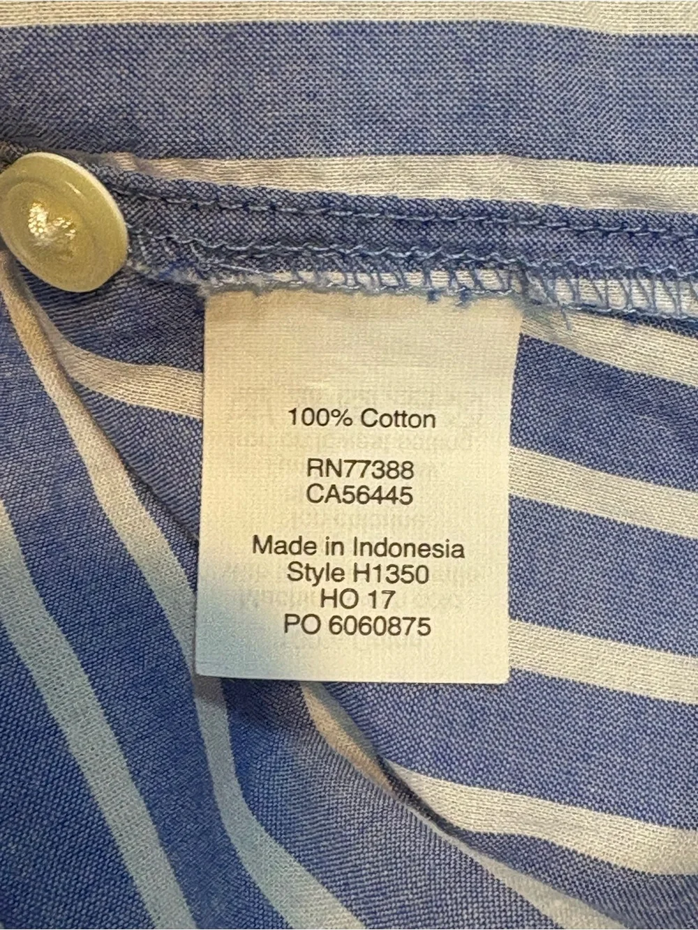 J.Crew Perfect Shirt Button-Up featuring a blue and white striped pattern large